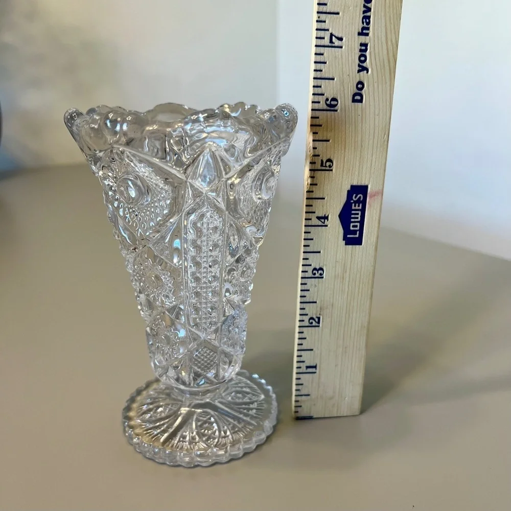 Imperial Glass Arthur Lorch 536 Hobstart & Button Pattern Vase 1980s